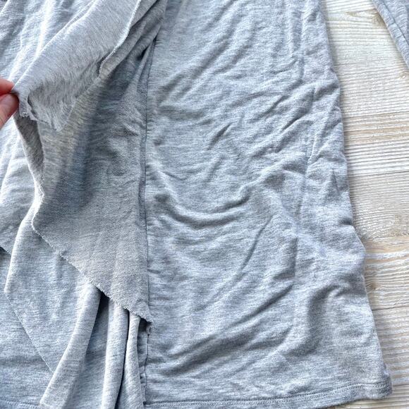 Kensie V-Neck Terry Knit Tunic Top With Waterfall Detail | Heather Grey Small‎ - Picture 4 of 8